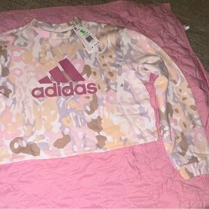 Adidas Women’s Pink Beige Brown Camo Cropped Sweatshirt